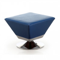 Manhattan Comfort OT002-BL Diamond Blue and Polished Chrome Swivel Ottoman